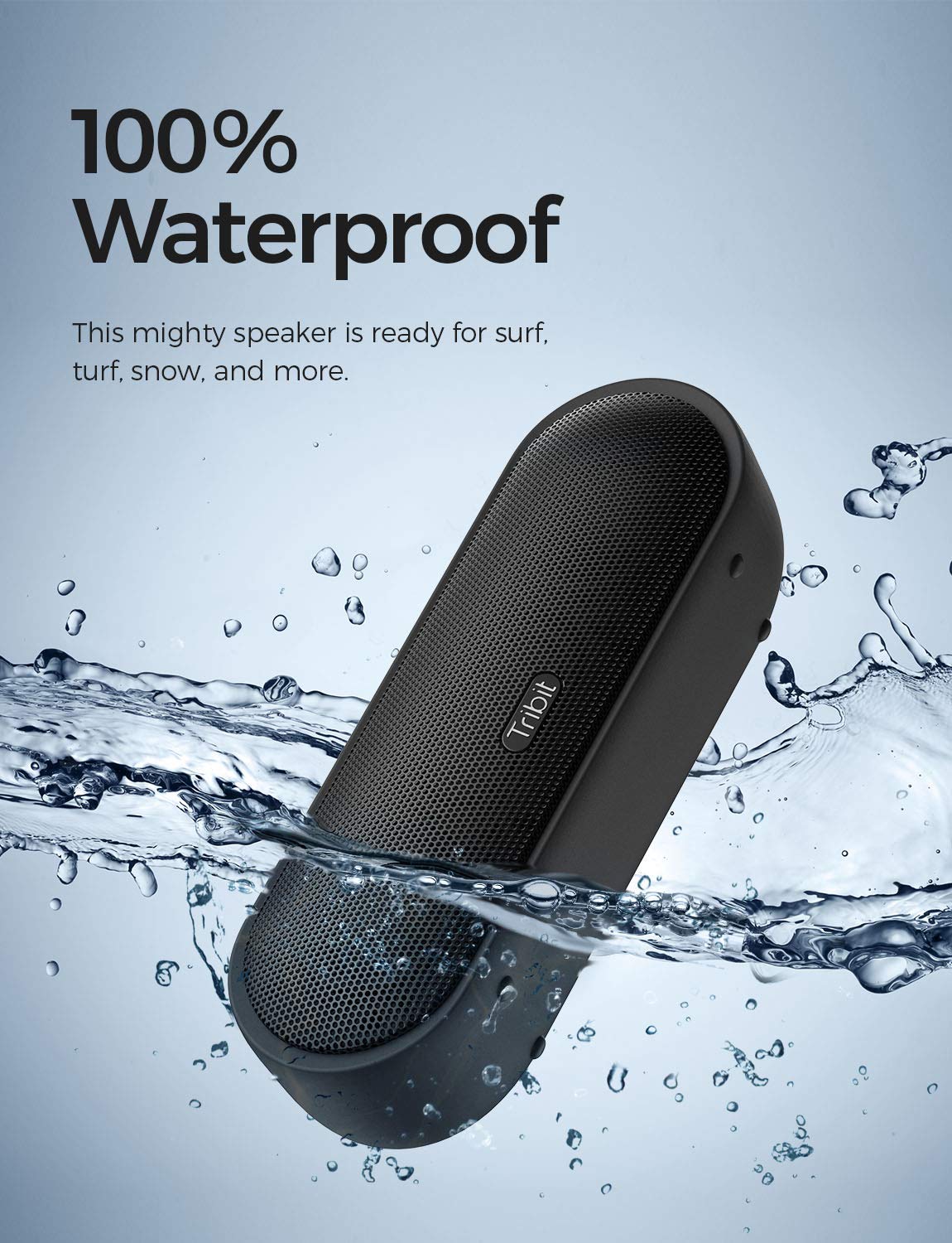 Tribit MaxSound Plus 24W Bluetooth Wireless Speakers,Powerful Louder Sound&Exceptional XBass(Independent XBass Button),Built in Mic,IPX7 Waterproof,20H Playtime,100ft BT Range for Party/Travel,Black