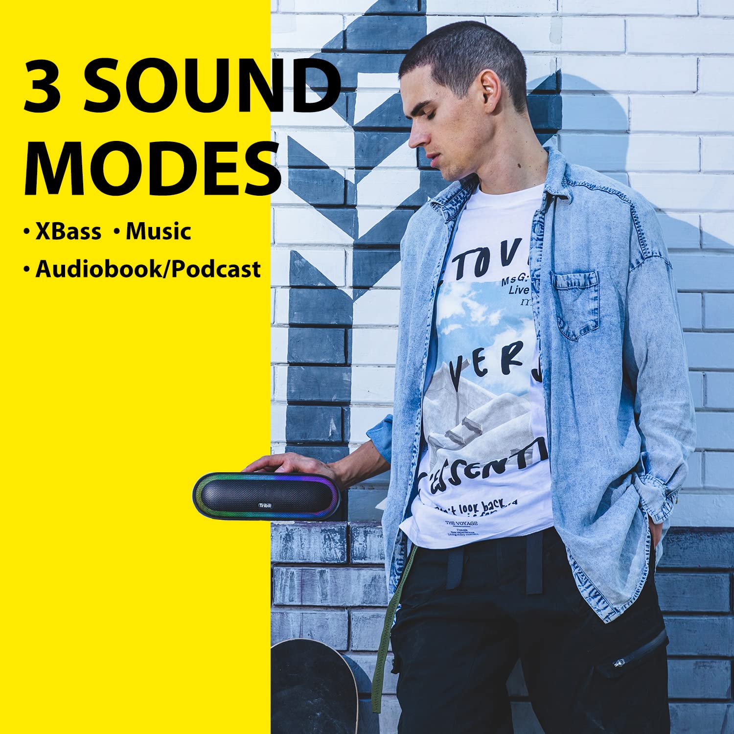 Tribit XSound Mega Bluetooth Portable Speaker with Single Self-Developed 30W N48 High-Density NdFeB & Titanium Driver,Exclusive XBass Tech,3 Audio Modes,LED Lights,20H Playtime,IPX7,Powerbank,Strap