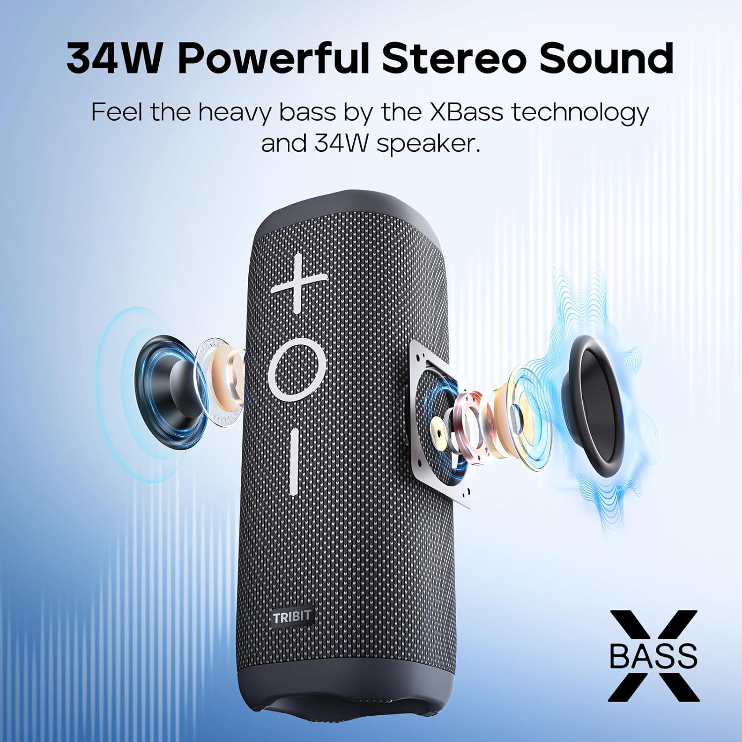 Tribit StormBox 2 Bluetooth Speaker with 34W 360° Surround Sound, XBass Tech, 24H Playtime, IPX7 Waterproof, Bluetooth 5.3, TWS Pairing Portable Wireless Speaker for Outdoor