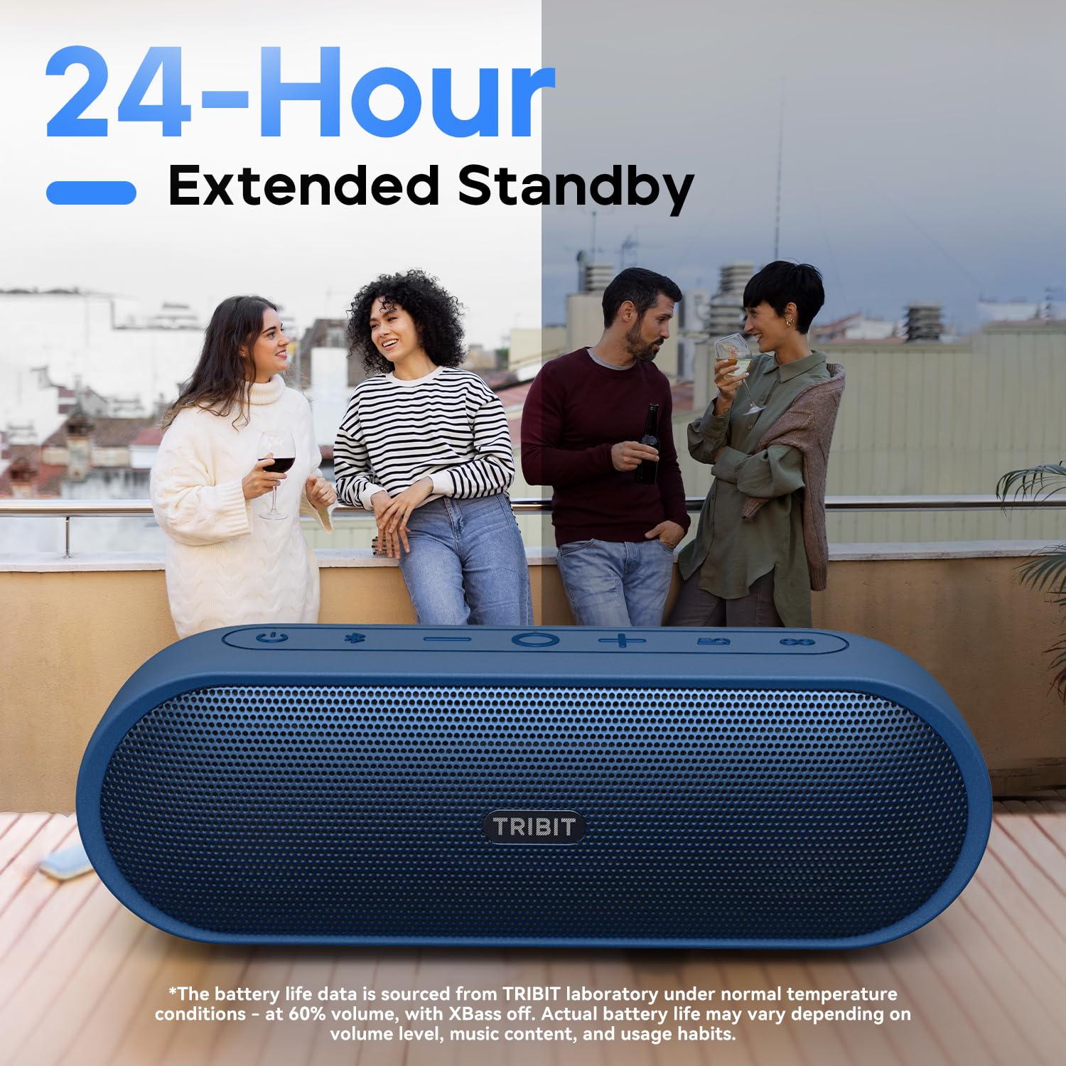 Tribit XSound Plus 2 30W 5.3 Bluetooth Wireless Speakers,Powerful Louder Stereo Sound with Bass-Enhanced XBass Function,24H Playtime,IPX7 Waterproof,Built in Mic,150ft BT Range for Home/Outdoor,Blue