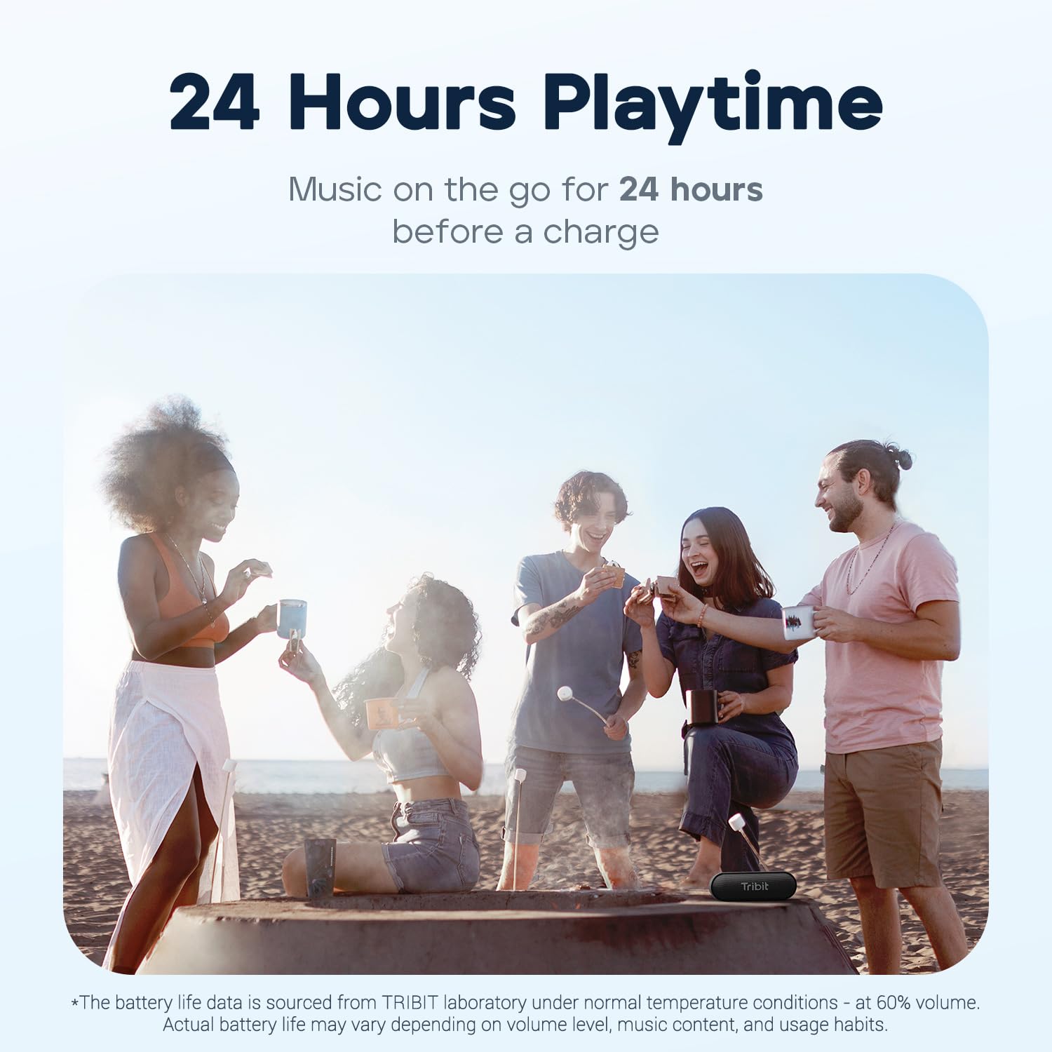 Tribit Updated Version XSound Go Wireless Bluetooth 5.3 Speakers with Loud Stereo Sound & Rich Bass 16W,24H Playtime,150 ft Bluetooth Range,Outdoor Lightweight IPX7 Waterproof,Built-in Mic(Blue)