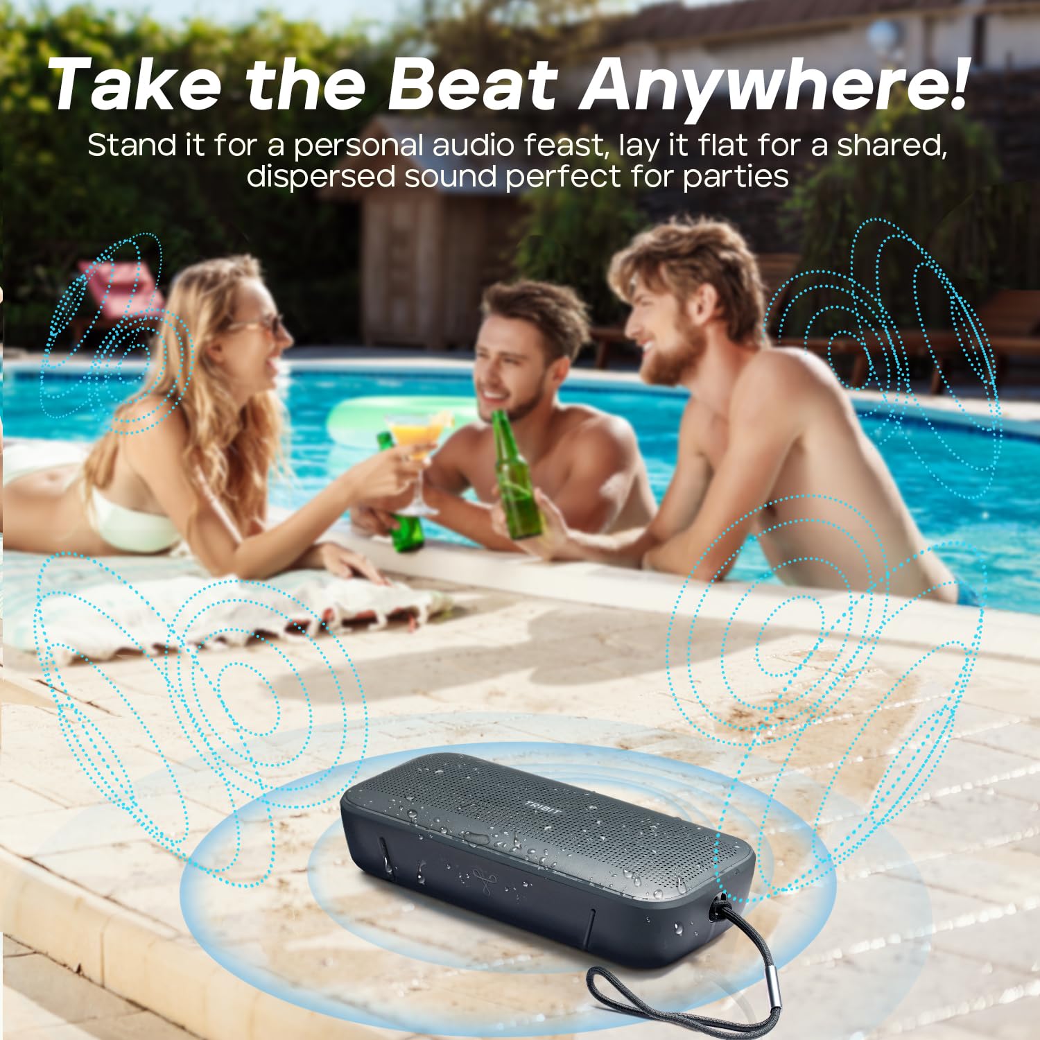 Tribit StormBox Flow Bluetooth Speaker, Speakers Bluetooth Wireless with XBass, 30H Playtime Wireless Speaker, IP67, Bluetooth 5.3, TWS, Custom EQ, Portable Speaker for Outdoor Travel Beach