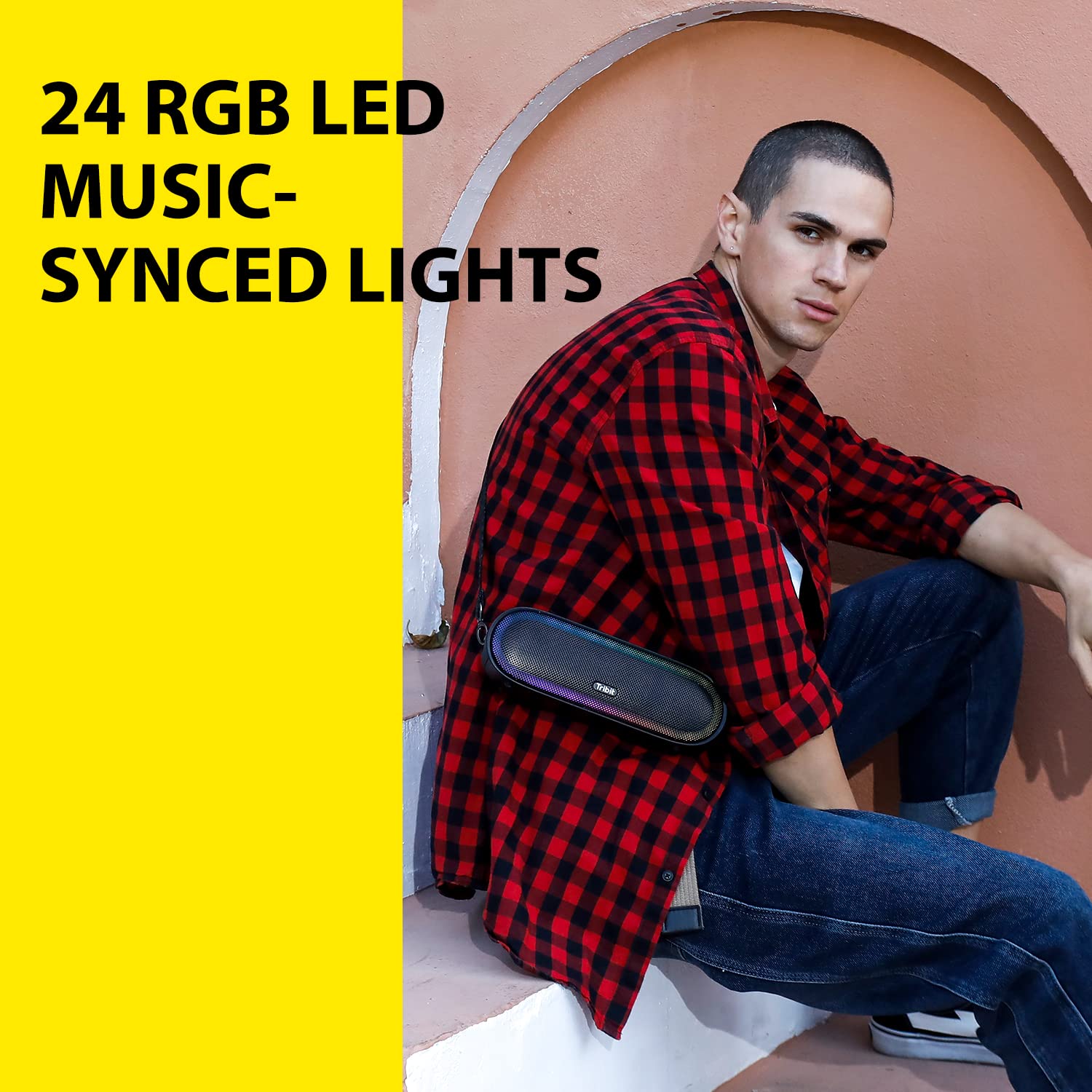 Tribit XSound Mega Bluetooth Portable Speaker with Single Self-Developed 30W N48 High-Density NdFeB & Titanium Driver,Exclusive XBass Tech,3 Audio Modes,LED Lights,20H Playtime,IPX7,Powerbank,Strap