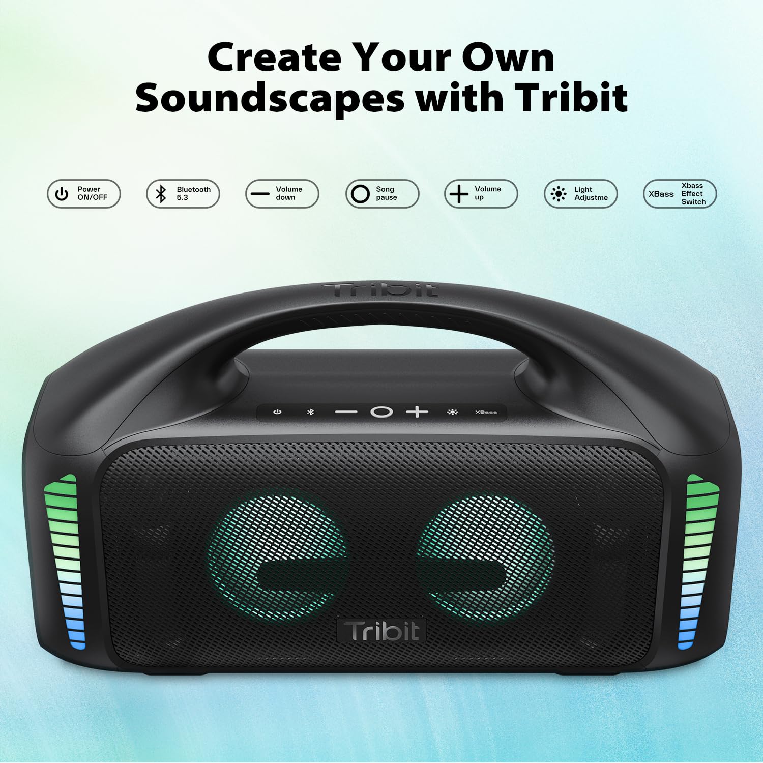 Tribit StormBox Blast Bluetooth Party Speaker,Portable Speaker 90W Loud Stereo Sound with XBass LED Light Show Bluetooth 5.3,IPX7 Waterproof Speaker, TWS,Custom EQ,30H Playtime for Outdoor