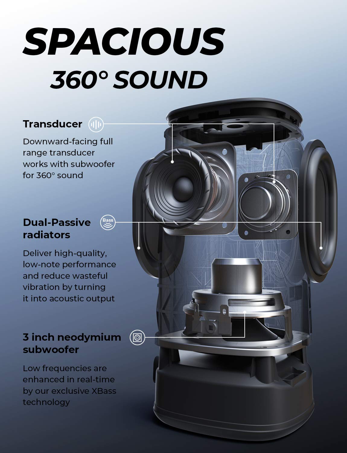 (Refurbished) Tribit StormBox Pro 40W 5.3 Channel Wireless, Bluetooth Tower Subwo