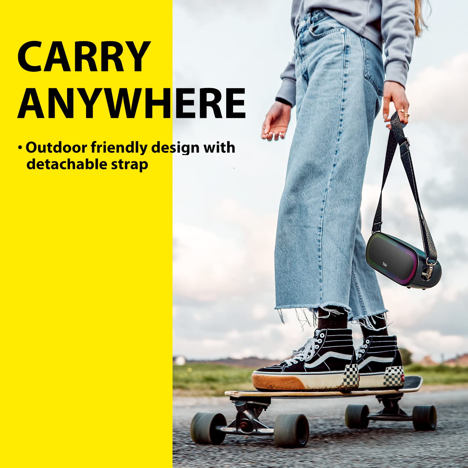 Tribit XSound Mega Bluetooth Portable Speaker with Single Self-Developed 30W N48 High-Density NdFeB & Titanium Driver,Exclusive XBass Tech,3 Audio Modes,LED Lights,20H Playtime,IPX7,Powerbank,Strap