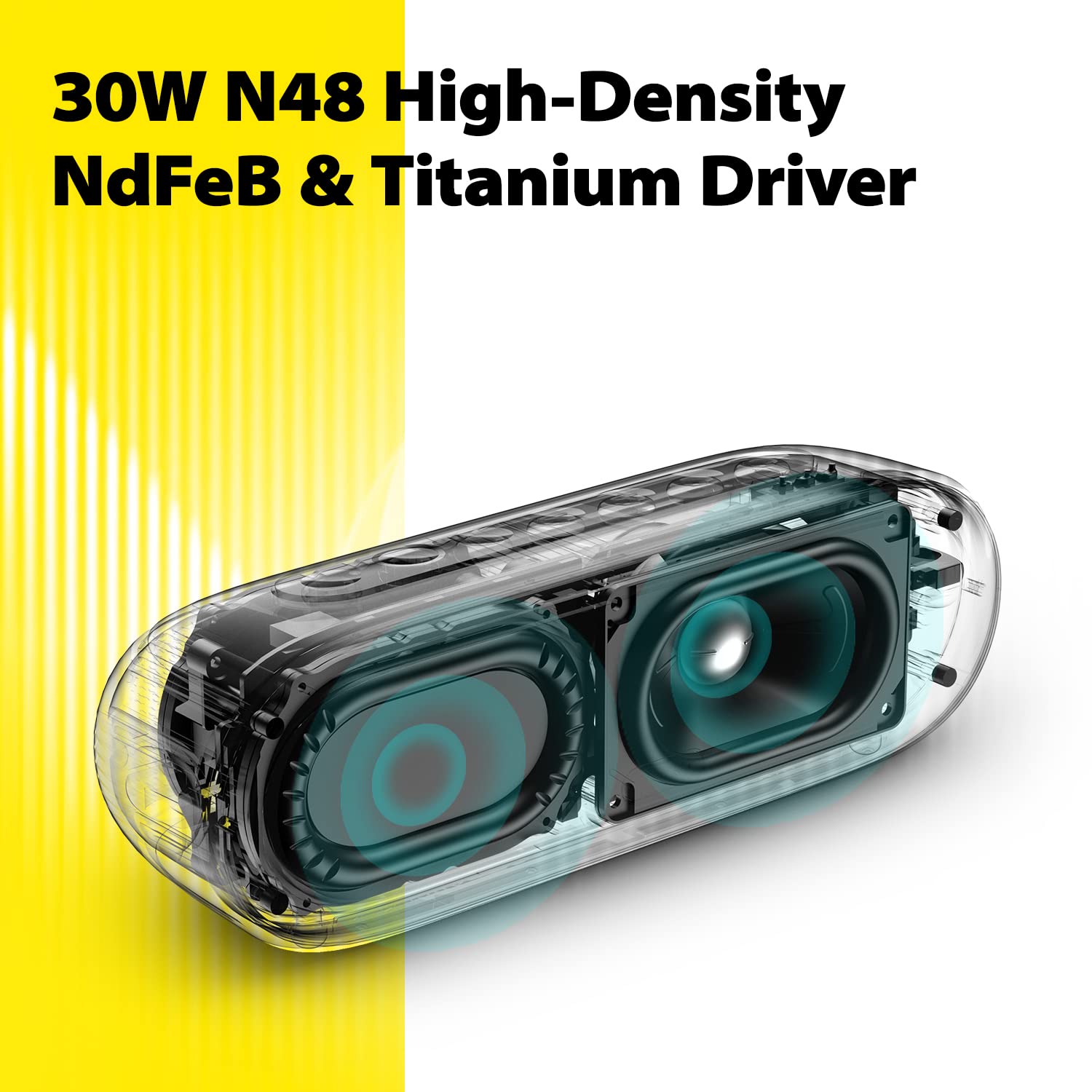 Tribit XSound Mega Bluetooth Portable Speaker with Single Self-Developed 30W N48 High-Density NdFeB & Titanium Driver,Exclusive XBass Tech,3 Audio Modes,LED Lights,20H Playtime,IPX7,Powerbank,Strap