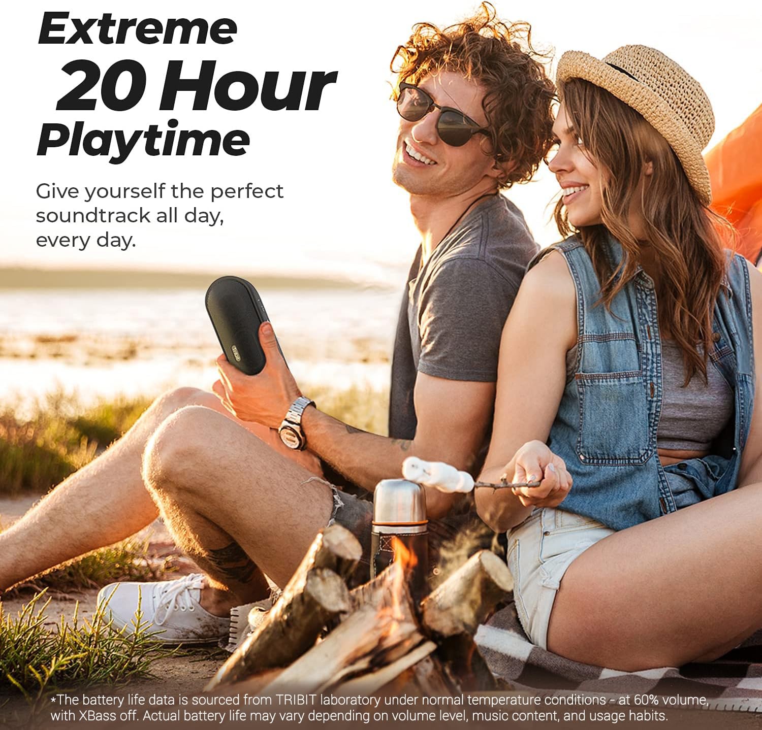 Tribit MaxSound Plus 24W Bluetooth Wireless Speakers,Powerful Louder Sound&Exceptional XBass(Independent XBass Button),Built in Mic,IPX7 Waterproof,20H Playtime,100ft BT Range for Party/Travel,Black