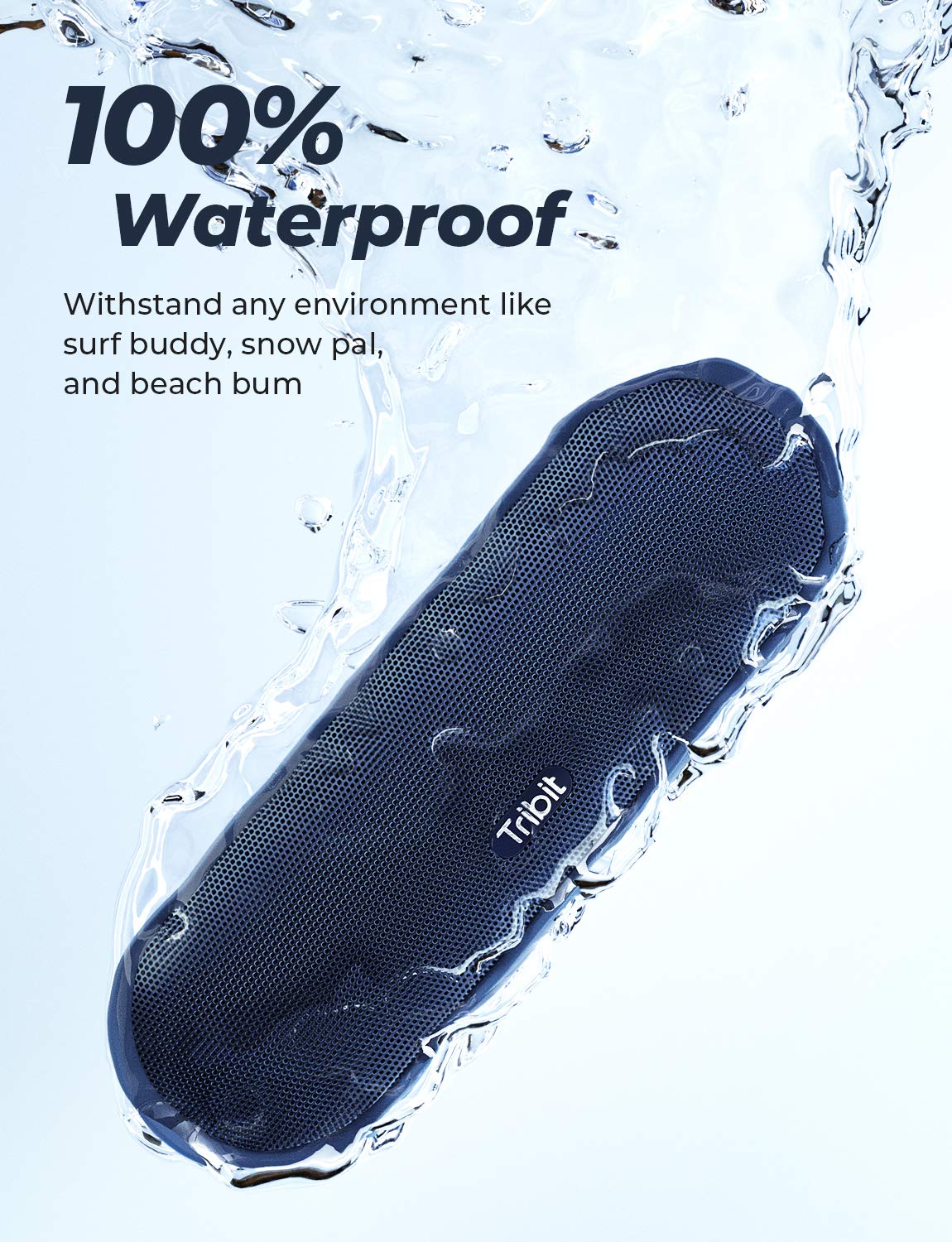 Tribit MaxSound Plus Portable Bluetooth Speaker,24W Wireless Speaker with Powerful Louder Sound&Independent XBass Button, IPX7 Waterproof,20H Playtime,100 ft Bluetooth Range for Party,Outdoor (Blue)