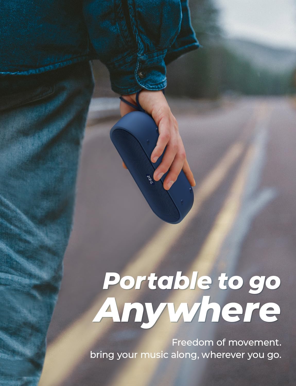 Tribit MaxSound Plus Portable Bluetooth Speaker,24W Wireless Speaker with Powerful Louder Sound&Independent XBass Button, IPX7 Waterproof,20H Playtime,100 ft Bluetooth Range for Party,Outdoor (Blue)