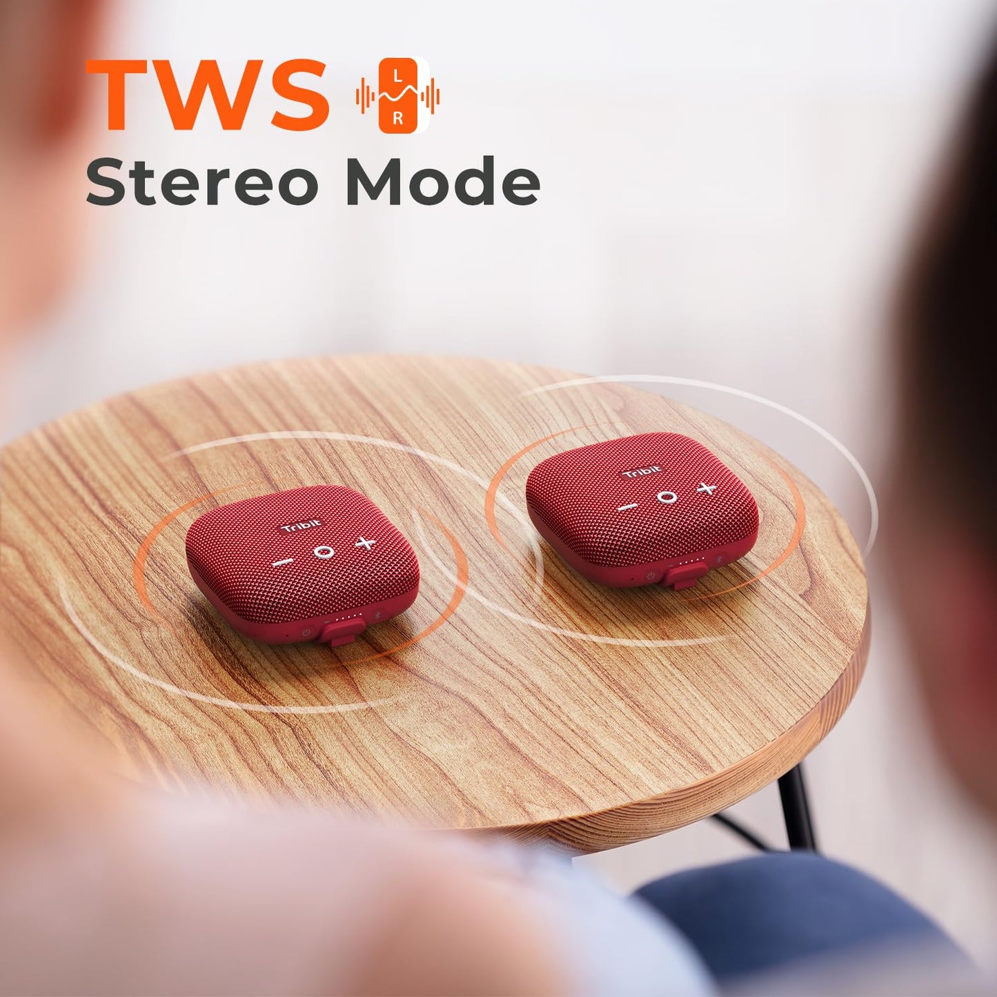 Tribit StormBox Micro 2 Portable Speaker: 90dB Loud Sound Deep Bass IP67 Waterproof Small Speaker Built-in Strap, 12H Playtime Long Battery 120ft for Outdoor Camping Biking (Red)