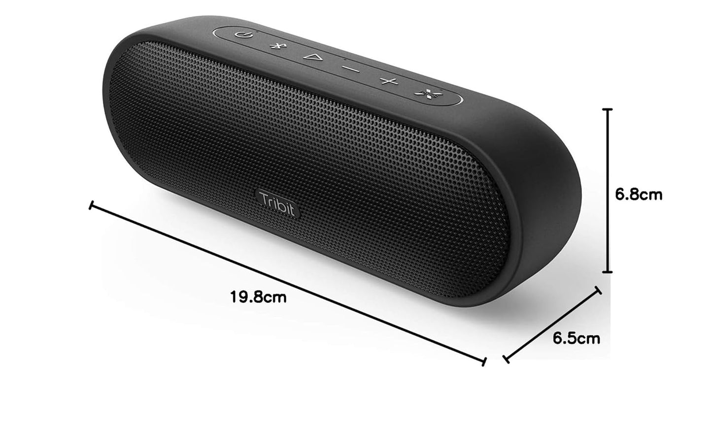 Tribit MaxSound Plus 24W Bluetooth Wireless Speakers,Powerful Louder Sound&Exceptional XBass(Independent XBass Button),Built in Mic,IPX7 Waterproof,20H Playtime,100ft BT Range for Party/Travel,Black